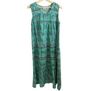 Vermont Country‎ Store Floral Tiered Midi Dress Green Medium Cottagecore Boho